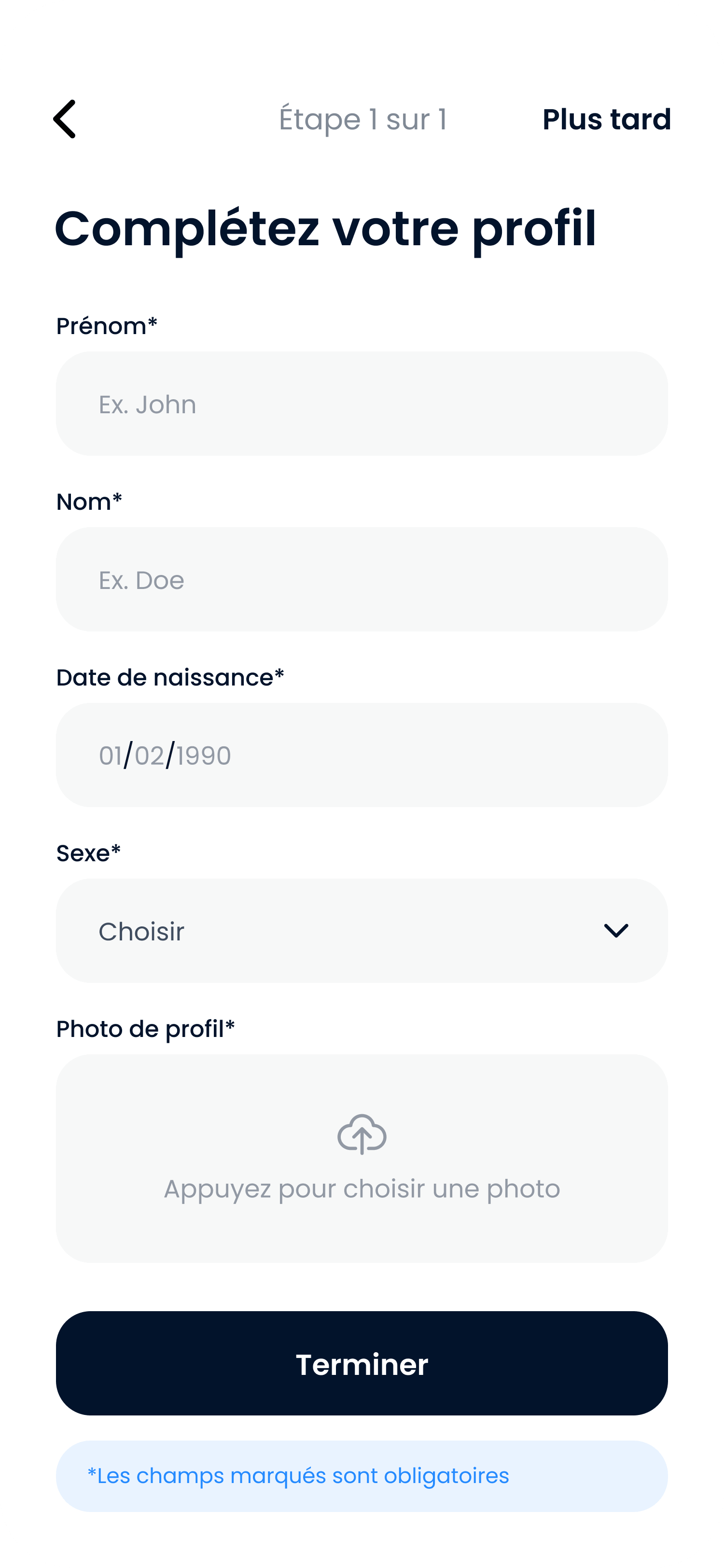 Mockup of the Profile creation package
